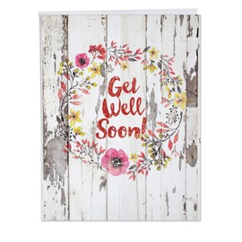 The Best Card Company - Big Floral Get Well Soon Card (8.5 x 11 Inch) - Flowers, Feel Better Greeting - Blooming Driftwood J6108IGWG
