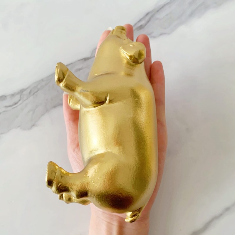 Pewery Golden Pig Statue, Animal Figurine Home Decor, Pig Sculpture