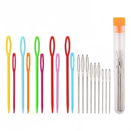 FKWKUW Plastic Sewing Needles and 9 Blunt Large Eye Needles, Colourful Safety Yarn Lacing Sewing Needles for Craft Needle Projects for Children