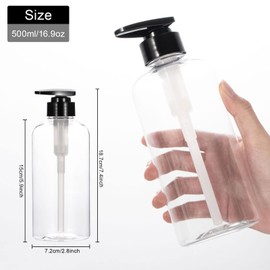 Yebeauty 2 Pack Clear Pump Bottles 17oz/500ml, Empty Plastic Lotion Bottle Pump Dispenser with Pump Refillable