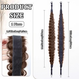 MIUPOO Hair Braided Headbands,5 Strands Synthetic Braids Headband,Magnetic Elastic Wide Plaited Hairpiece Braided,With Teeth Hair Braids Band,Brown,1 Piece.