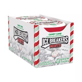 Ice Breakers Candy Cane Sugar Free Breath Mints 1.5 Oz Pack of 8