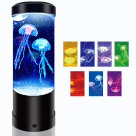 Jellyfish Lamp,7 Color Changing Night Light,USB/Battery Jelly Fish Light Lamp,Aquarium Light Desk Lamp for Home Room Bedroom Office,Jellyfish Tank Table Lamp Present Decor for Girls Boys Kids Adults