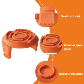 QianDanS 2 Pcs Trimmer Spool Cover WA0004 & WA0010 Replacement Strimmer Trimmer Spool Cover for WORX Grass Trimmer WG150E WG154E WG155E WG157E WG160E WG163E WG166E WG167E WG169E (Orange)