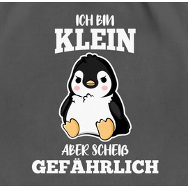 Shirtracer - Gym Bag Backpack - Sayings Statement with Saying - Ich bin klein aber scheiß gefährlich Penguin White, 02 Dark Grey