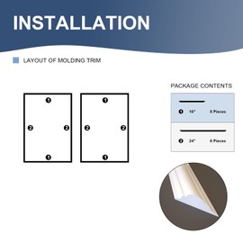NeatiEase 2 Set Peel and Stick Wall Molding Trim Kit, 16" x24" Premade Wainscoting Panels, Self Adhesive Moulding Panel for Interior Walls Picture Frame