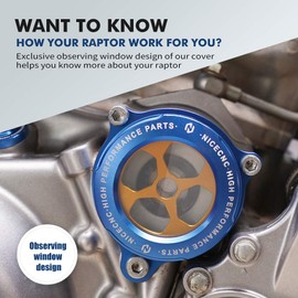 NICECNC Oil Filtre Cover with Transparent Window Compatible with Yamaha Raptor 700 2013-2020 2021 2022 2023 2024, 700R 2009 2011 2012 2013 2014-2024, 700 SE 700R SE, See Fitments Blue