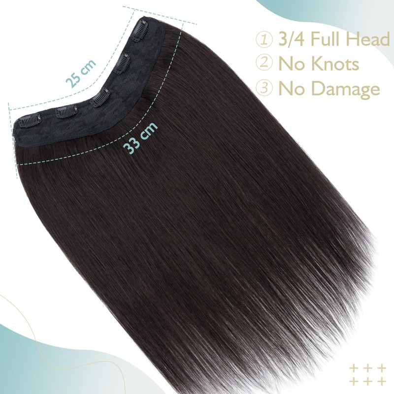 TESS Clip-In Real Hair Extensions, Black, 30 cm, One Piece