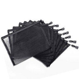 8Pcs Mesh Cosmetic Zipper Bags, Nylon Mesh Toiletry Bag Small Up Bag with Zipper, Organiser Pouches for Cosmetics Toiletries for Holiday Travel Essentials Organizer Bag for Women Men (Black)