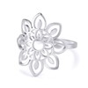 TEAMER Lotus Ring Stainless Steel Hollow Lotus Ring Geometric Ring