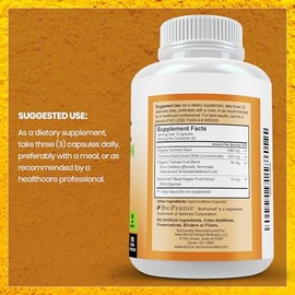 Curcumina de cúrcuma, 2250 mg/d, cápsulas vegetarianas, 95 % curcuminoides con extracto de pimienta negra (bioperina) – Cápsulas de 750 mg – 100% orgá