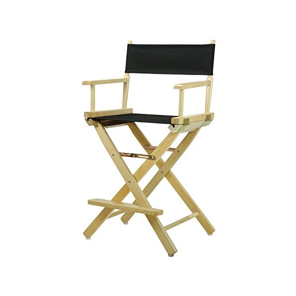 Casual Home 24" Director's Chair Natural Frame with Black Canvas, Counter Height