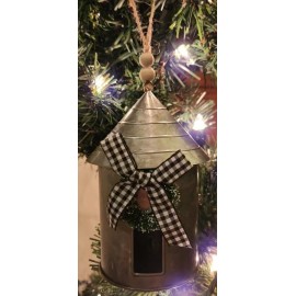 NEW!  Rustic Metal Birdhouse Christmas Tree Ornament Farmhouse Country Christmas