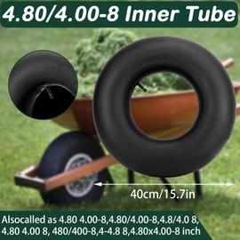 Cerkkapo Set of 2 Inner Tubes for Wheelbarrow Wheel, Hose Wheelbarrow 4.80/4.00-8, Wheelbarrow Wheel Tube, Hose Wheelbarrow with Schrader Valve, Straight for Hand Cart, Wheelbarrow, Lawn Mower, Sack