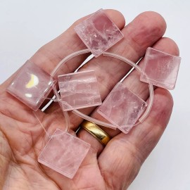 PremiumBead Natural Rose Quartz Brio Bead 8"Strand | 20x28x4mm | Pink | Briolette | 6 Beads