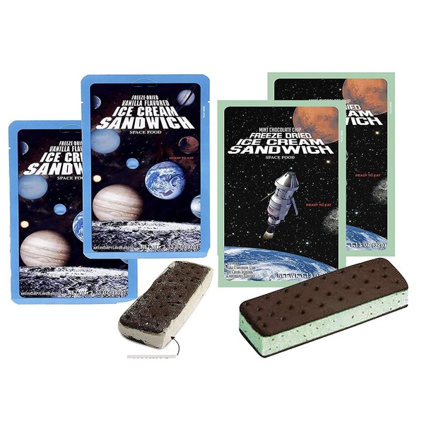 LuvyDuvy Freeze-Dried 2 Vanilla Ice Cream Sandwiches & 2 Mint