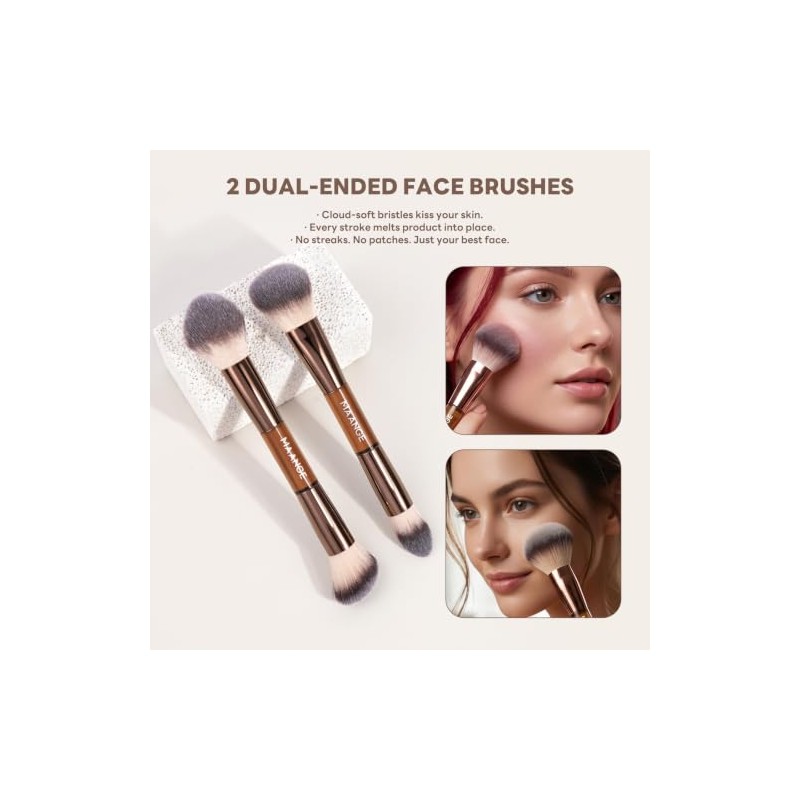 MAANGE Brochas para Maquillaje Profesional, 6 Piezas de Doble Punta