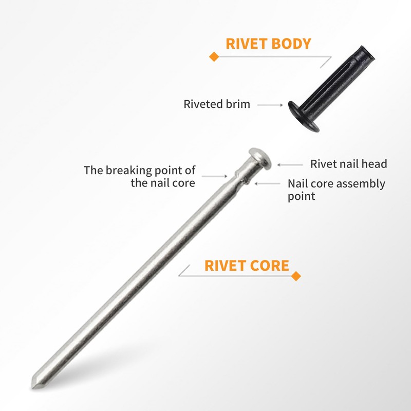 ALLCLEAN 3/16" x 1" Tri-Fold Rivets Assortment - 50Pcs,Black Tri-fold