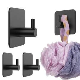 4smile 4smile Handtuchhalter ohne Bohren - 4 Stck schwarze Klebehaken als Handtuchhaken Bad Edelstahl rostfrei - Hochwertige Haken selbstklebend, Wandhaken, klassisches Design