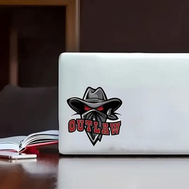 2 pcs Outlaws Western Cowboy Funny Car Bumper Sticker,5 Inch Vinyl Decal, Waterproof,Die-Cut for Cars,Windows,Laptops