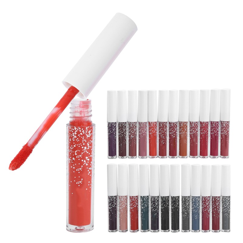 24pcs LANGMANNI Matte Lip Glaze Set Waterproof NonStick Cup Lip