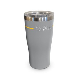 Shell 20 oz Tumbler With Double Wall Insulation and Clear Spill Proof Lid- Grey Rotella