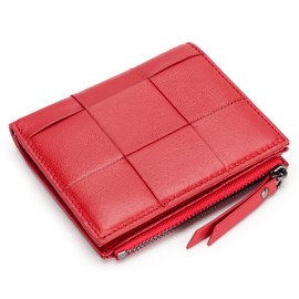 Alice & Elmer Women's Bi-fold Wallet, Genuine Leather, Made by Leading Leather Craftsmen, Popular Ranking Two-fold Wallet, Easy to Use, Folding Wallet, Zip Coin Purse, Sheep Leather, Braid, Black