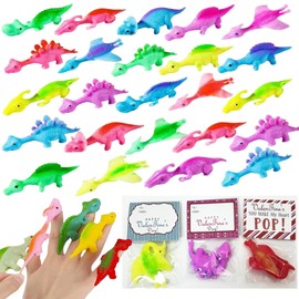 24Pcs Slingshot Dinosaur Finger Toys Sticky Party Favors, Stretchable Rubber Dino Catapult Toys, Easter Day Gifts for Kids, Birthday Party Favors Easter Gift for Kids