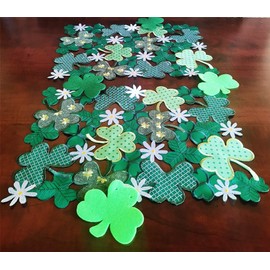 St. Patrick's Day Placemat 13"x18" Set of 4,Applique Embroidered Cutwork Clover Dresser Scarf for Home Kitchen Dining Spring Irish Festival Tabletop Decoration