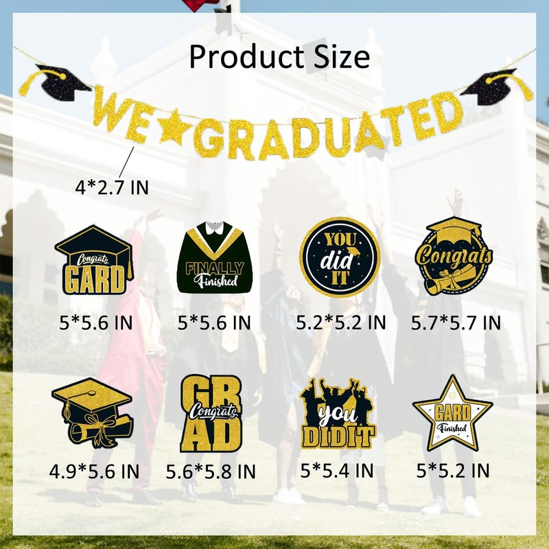 DWEARTY Black and Gold Graduation Banner Class of 2025 -