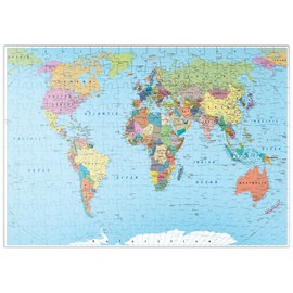 MyPuzzle Coloured World Map - Borders, Countries, Roads and Cities - Premium 200 Piece Puzzle - MyPuzzle Special Collection by Puzzle Galaxy