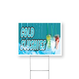 Cold Slushies Yard Sign 12 Inch x 16 Inch Double Sided Weatherproof Heavy-Duty Plastic with Stake | Refreshing Beverages, Summer Favorites, Food Stalls | Made in USA