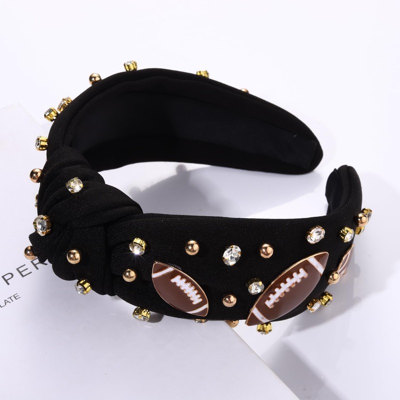 HZEYN Football Headband Game Day Headbands for Women Jeweled Crystal