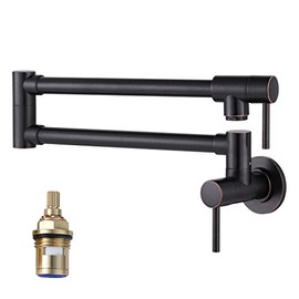Aleasha Oil Rubbed Bronze Kitchen Pot Filler,Brass Made Wall Mount Folding Stove Potfiller Faucet for Sink