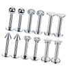 Prettyia 12Pcs 16G Crystal CZ Anillo De Labio Labret Roscado