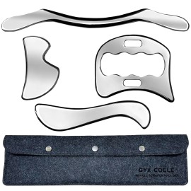 GYX COELE 4 in 1 Stainless Steel Gua Sha Muscle Scraper Tool, Professional IA...