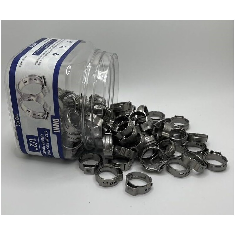 DMNI Stainless Steel Cinch Clamps Crimp Rings - 1/2" Inch