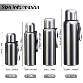 17/27/50 OZ Vacuum Insulated Thermos SUS316 Stainless Steel Insulated Bottle Maintains Cold and Hot Drink Double Walled Insulated Coffee Bottles With Cup(800ml/27oz)