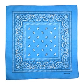 Trifong Bandana, 100% Cotton, Cashew Nut Pattern, Paisley Handkerchief, Unisex, Large, 21.7 x 21.7 inches (55 x 55 cm), Cashew Nuts Sky Blue, 55 × 55 cm