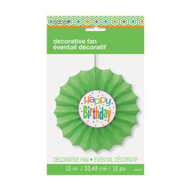 12" Citrus Polka Dot Birthday Tissue Paper Fan Decoration