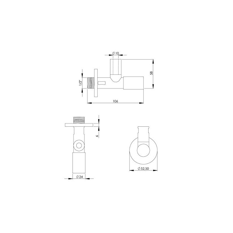 VARIOSAN Designer Angle Valve 12678, 1/2 Inch, Long Design, Self-Sealing,