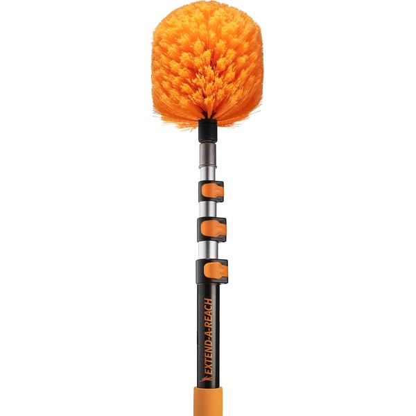 7-25 ft Cobweb Duster with Extension Pole // 30+ Foot High Reach Spider Web Cleaner Cobweb Brush for Outdoor & Indoor Web Cleaning // Lightweight & Sturdy Telescopic Pole // The Ultimate Dusting Kit