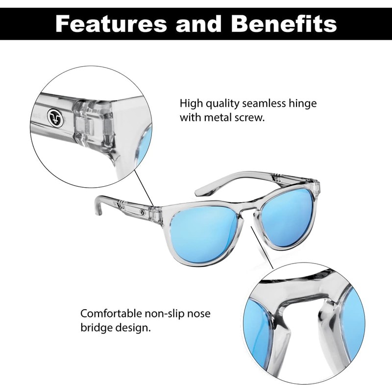 Flying Fisherman Breakers Classic Polarized Sunglasses, Gray-Blue/Blue, Medium