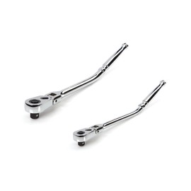 TEKTON 3/8, 1/2 Inch Drive Flex Head Quick-Release Bent Handle Long Ratchet Set, 2-Piece (12, 14 in.) | SRH99303