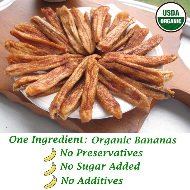 Organic Sun Dried Banana Strips - No Sugar Added -