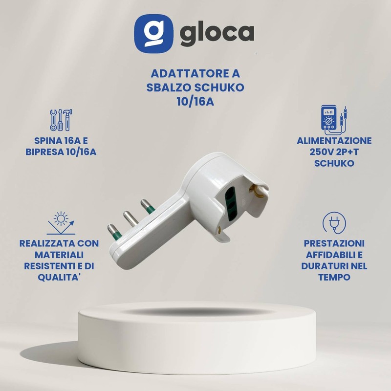 gloca Set of 4 Adattatori A Sbalzo Salvaspazio 10/16A Con