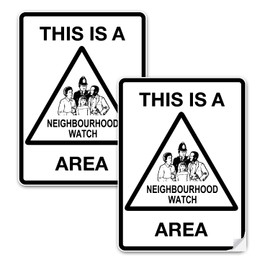 SAFESIGN (2 PACK) Neighbourhood Watch Vinyl Sign Stickers 200 X 150mm - Waterproof Vinyl Conforms to EN ISO 7010:2012 Security/Street Warning/CCTV