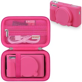 BOVKE Protective Case and Soft Cover for Canon PowerShot SX740/ SX730 Digital Camera, Silicone Rubber Camera Sleeve with Hard Carrying Case fits Canon Sx740, Rosered