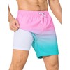 SILKWORLD Mens Swimming Trunks with Compression Liner Quick Dry Swim