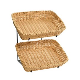 2 Tier Plastic Wicker Baskets Countertop Display - 16 W x 15 D x 18 H Inches